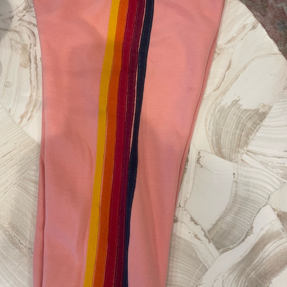 Aviator Nation Kids 5 Stripe Sweatpants Size 14- Pink